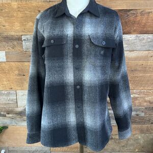Roark Nordsman Heavyweight Charcoal Flannel Shirt w/ Patched Elbows sz Small
